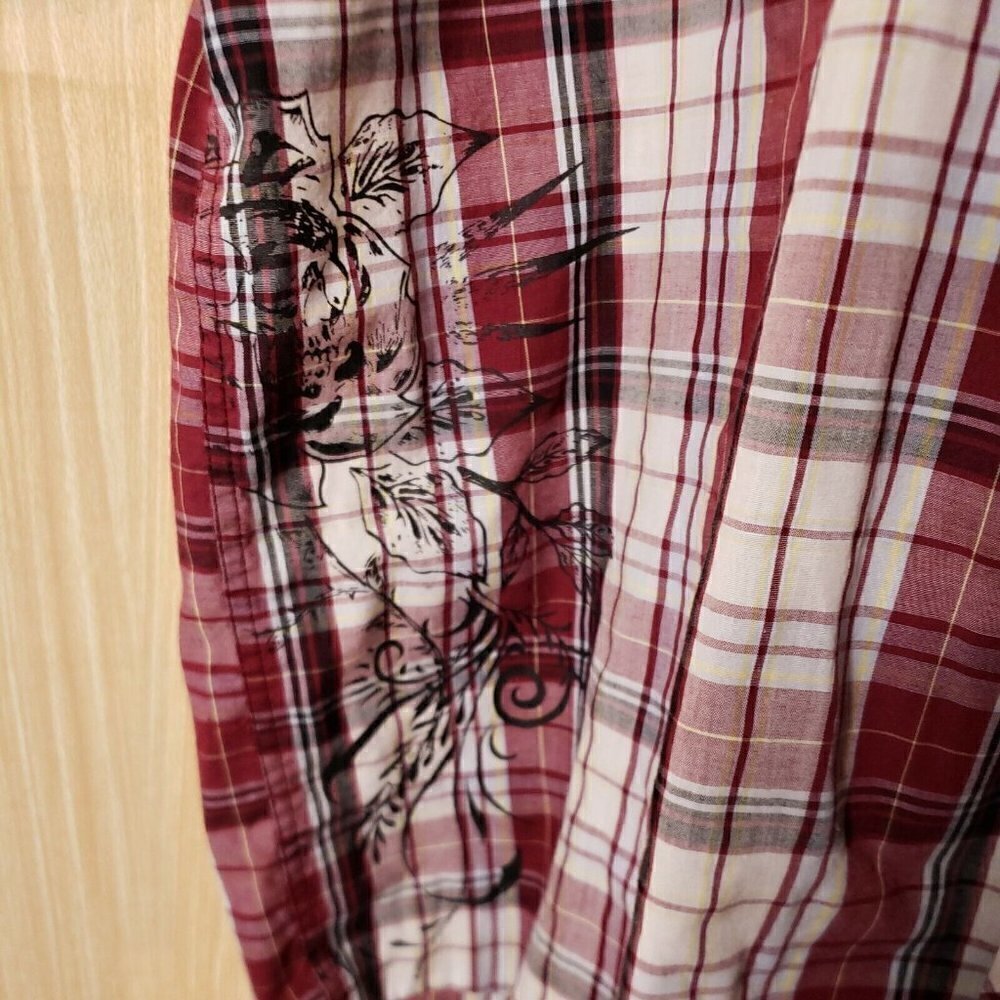 Irreverent Mens Red Plaid Short Sleeve Button Down Shirt XXL - Picture 4 of 7